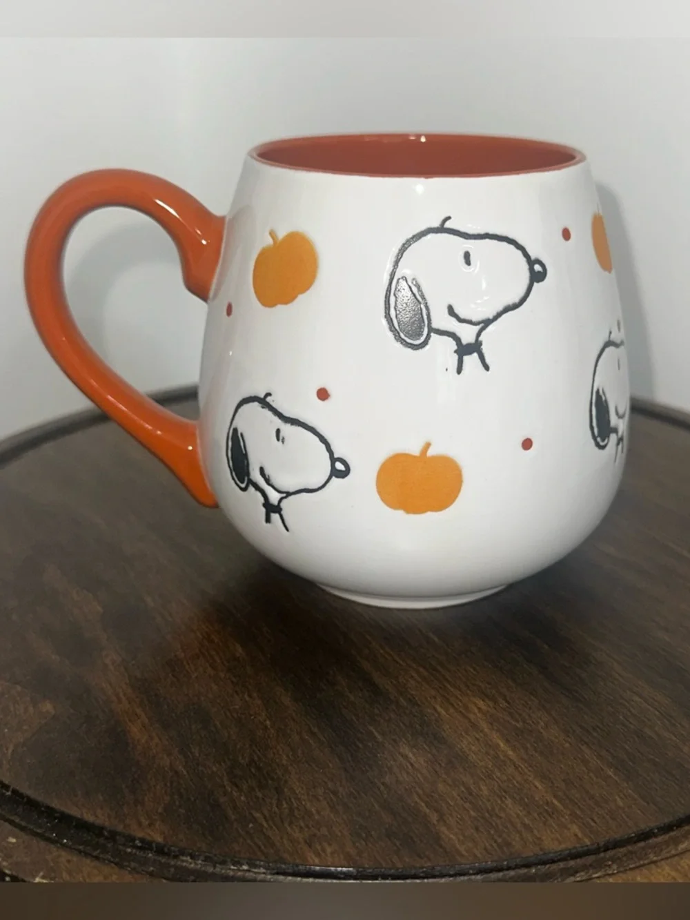 Peanuts Snoopy Fall Pumpkin Coffee Mug Gibson Homewares Orange White 14oz - Picture 2 of 6